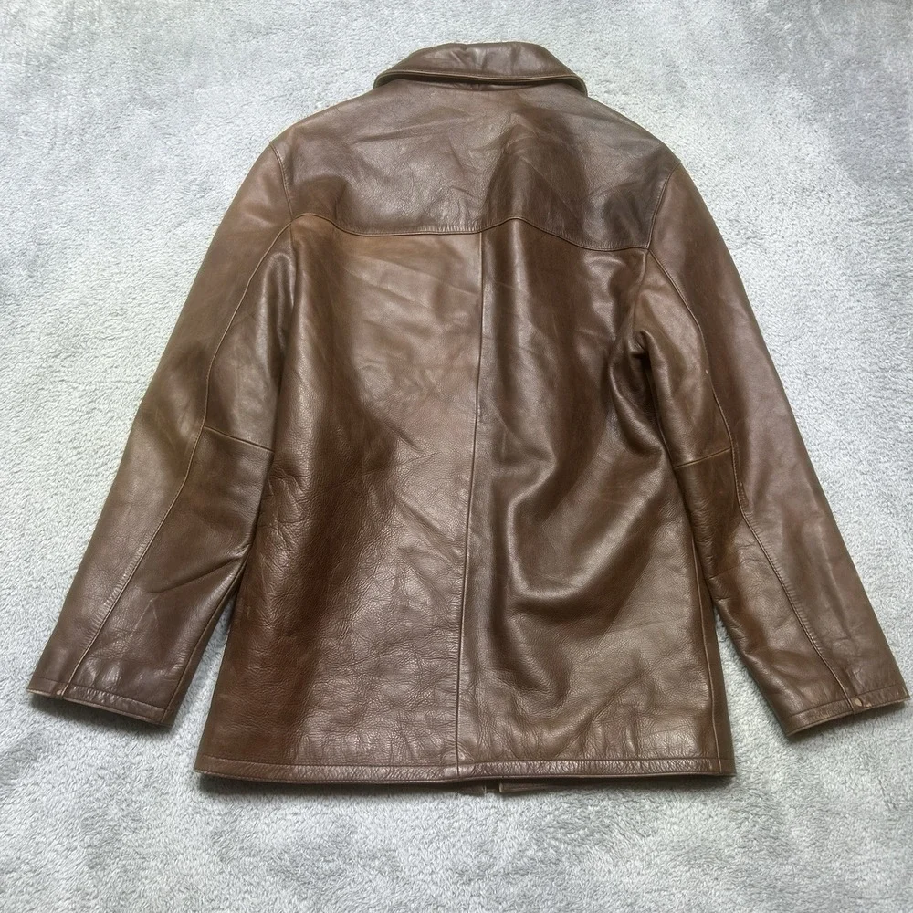 Vintage JHANE BARNES Bomber Jacket Men's 38 Brown Full Zip Lined Moto *SCRATCHES